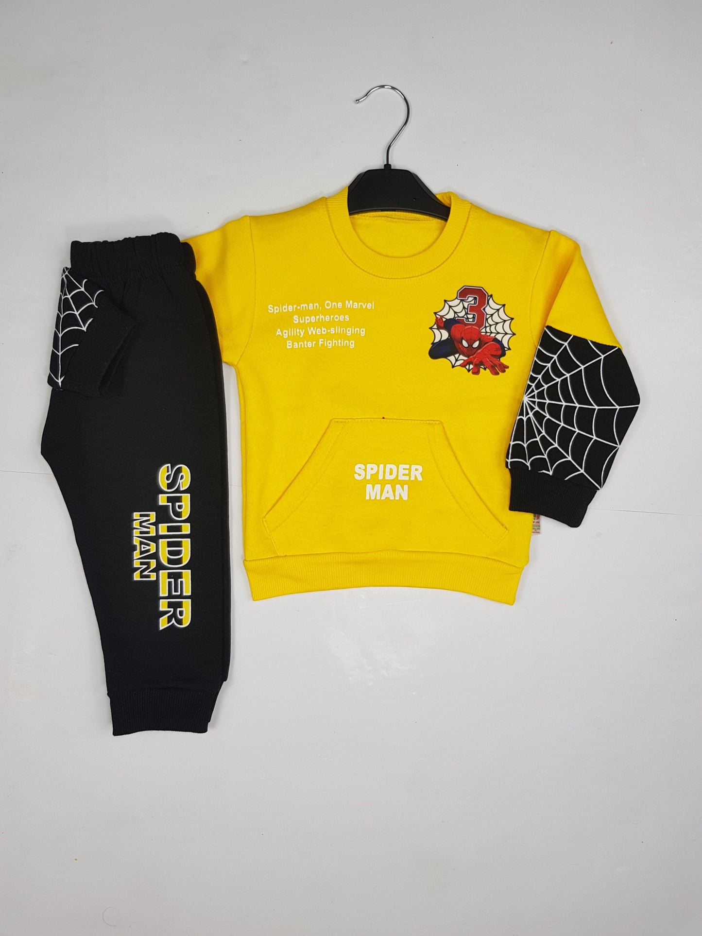Printed Fleece Winter Outfit for Toddlers - Yellow and Black