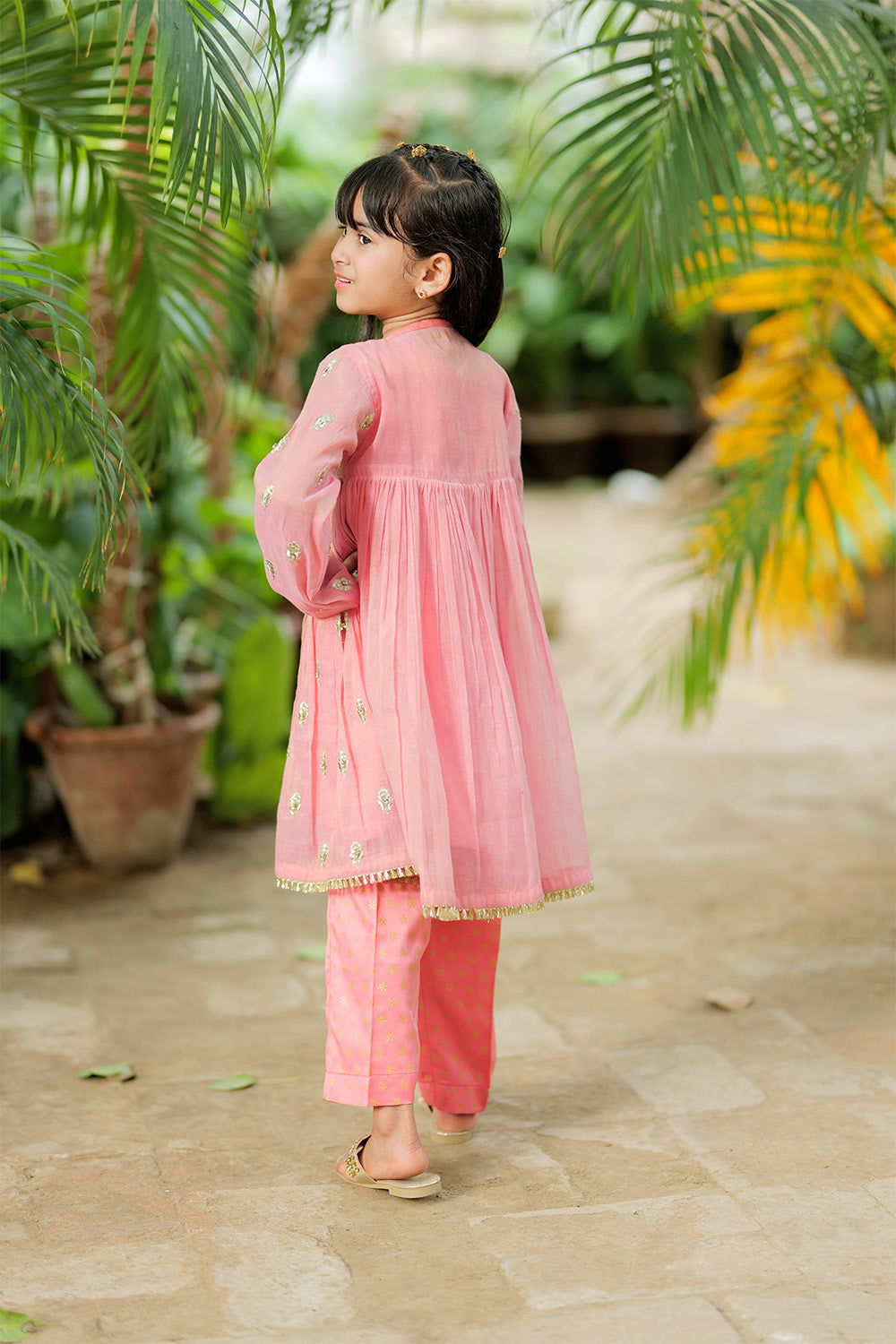 KDD-02743 | T. Pink and Gold | Formal 3 Piece Suit | Banarsi Masuri