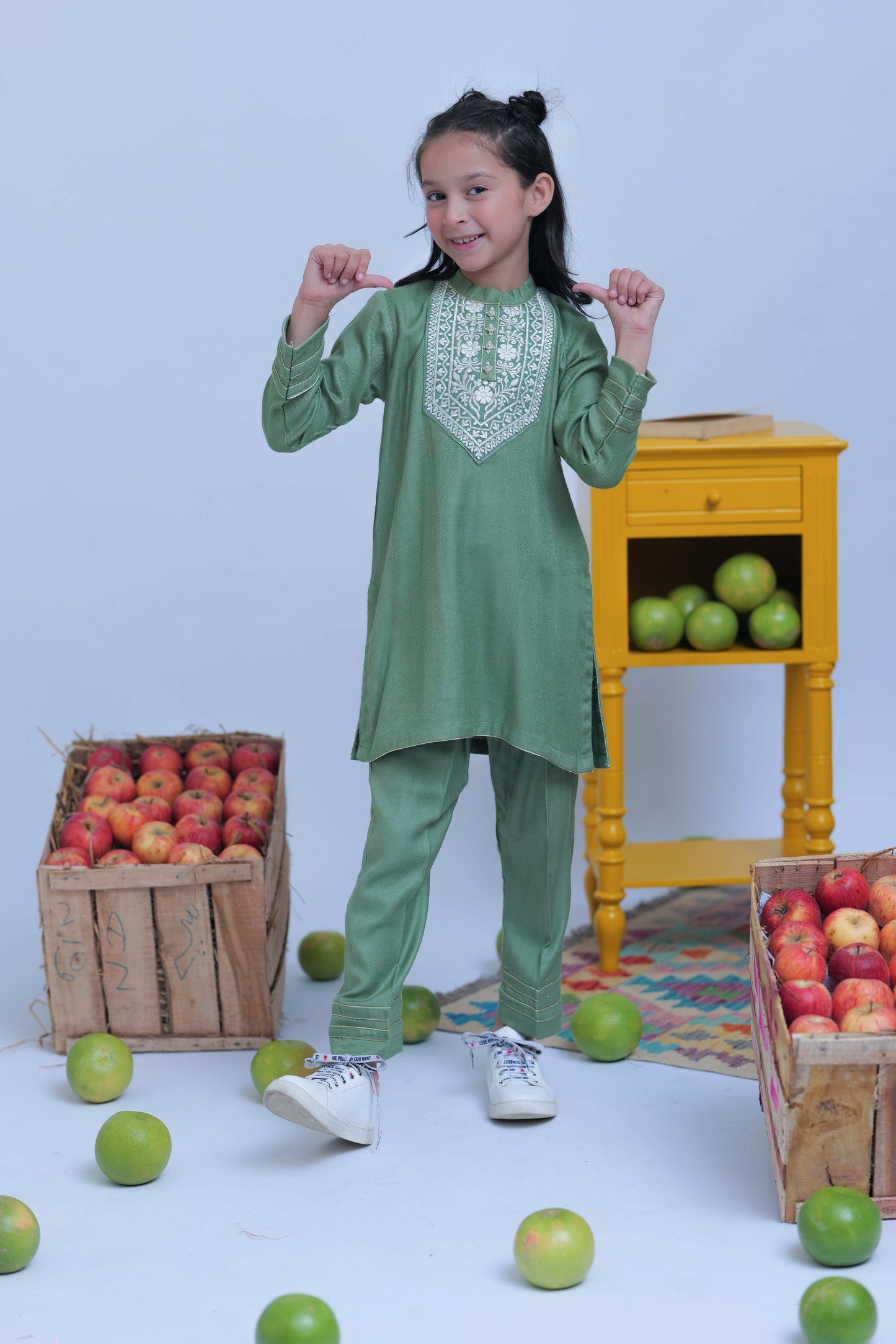 KAC-02773 | Green and Gold | Casual 2 Piece Suit | Acrylic Fabric