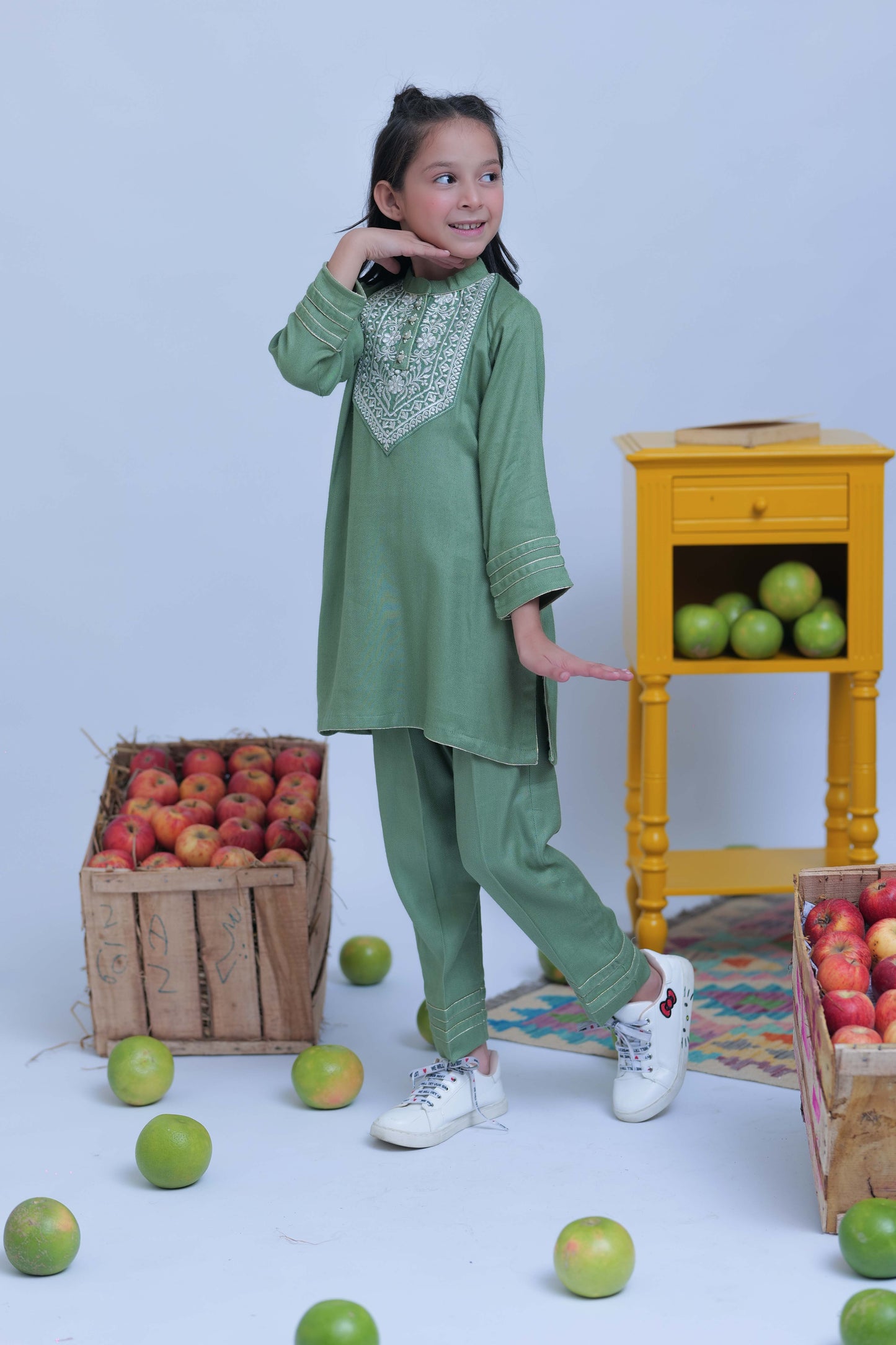 KAC-02773 | Green and Gold | Casual 2 Piece Suit | Acrylic Fabric