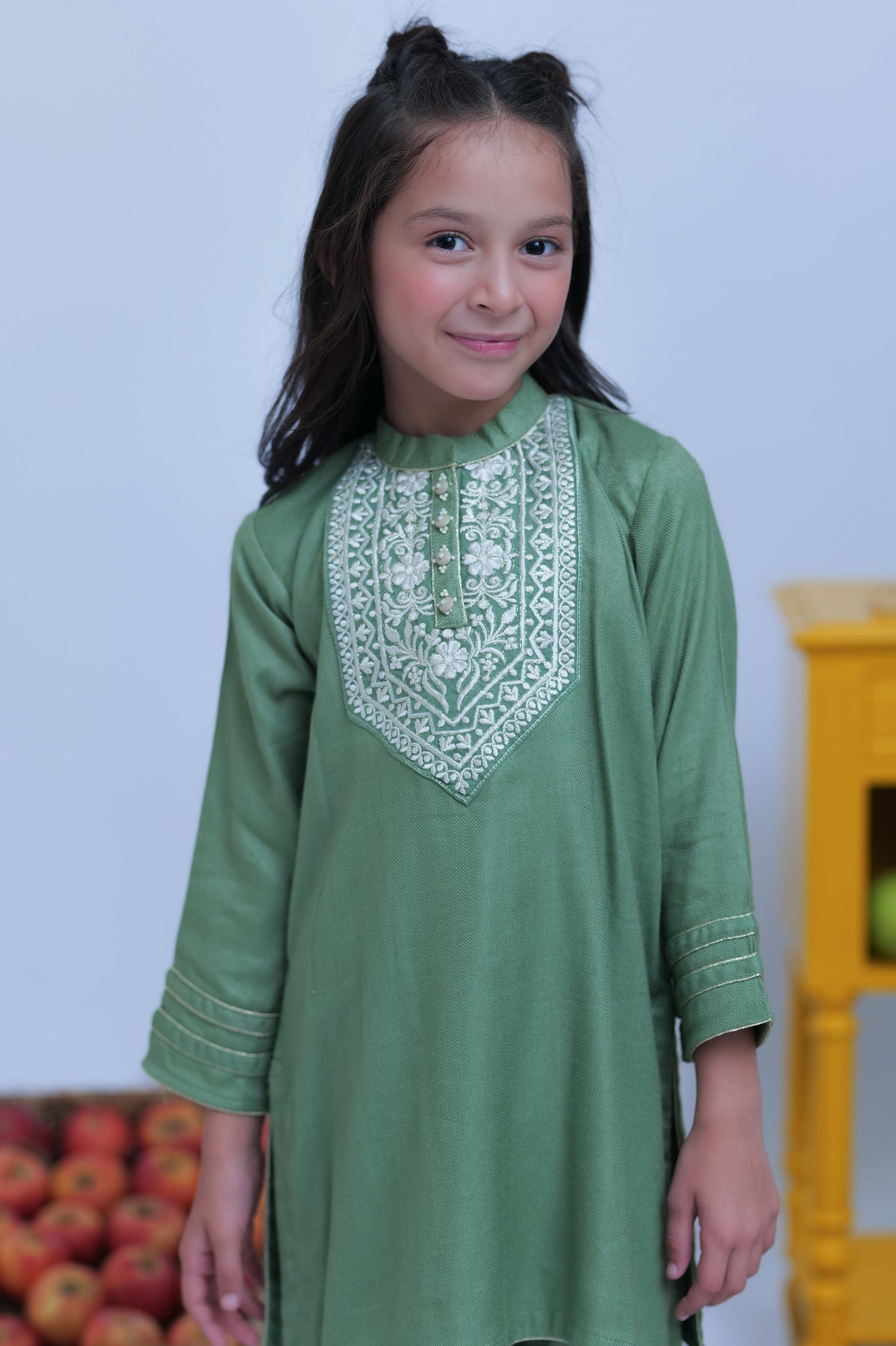 KAC-02773 | Green and Gold | Casual 2 Piece Suit | Acrylic Fabric