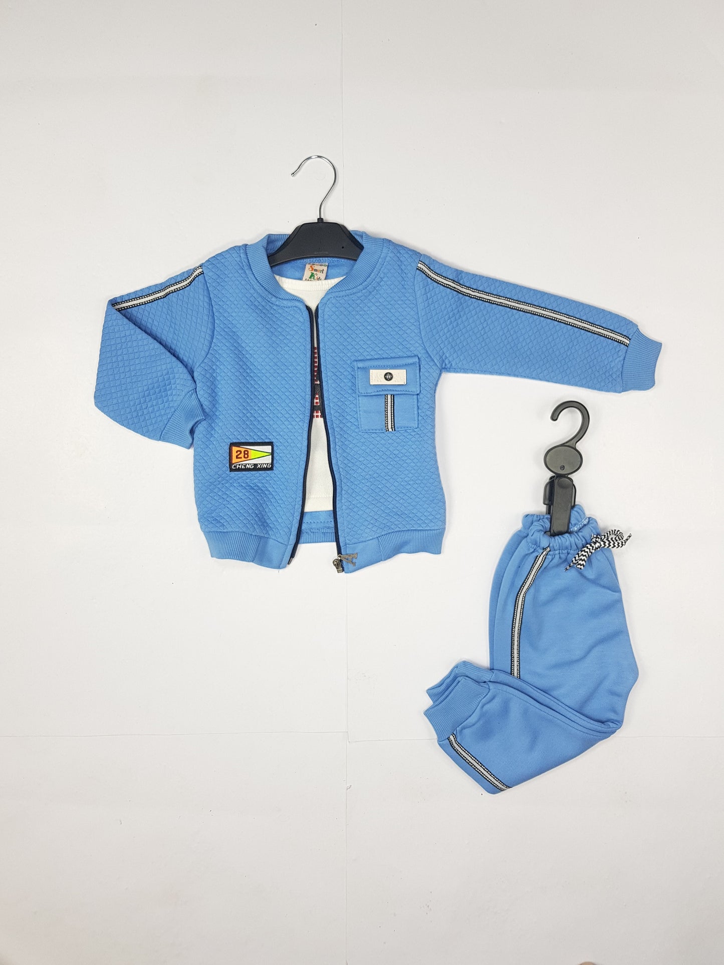 Blue Winter Quilted Fleece Jacket and Pants Set for Toddlers