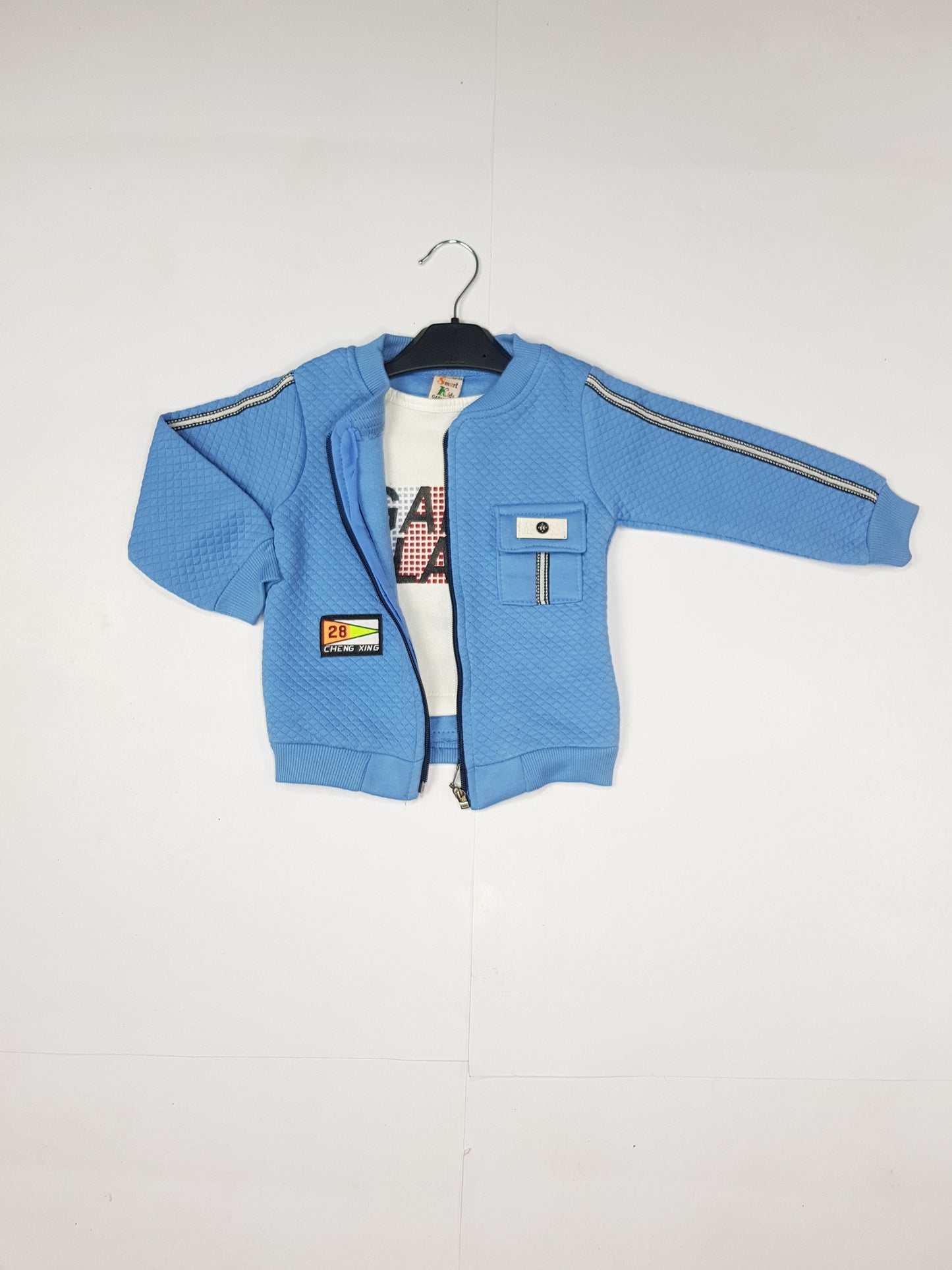 Blue Winter Quilted Fleece Jacket and Pants Set for Toddlers