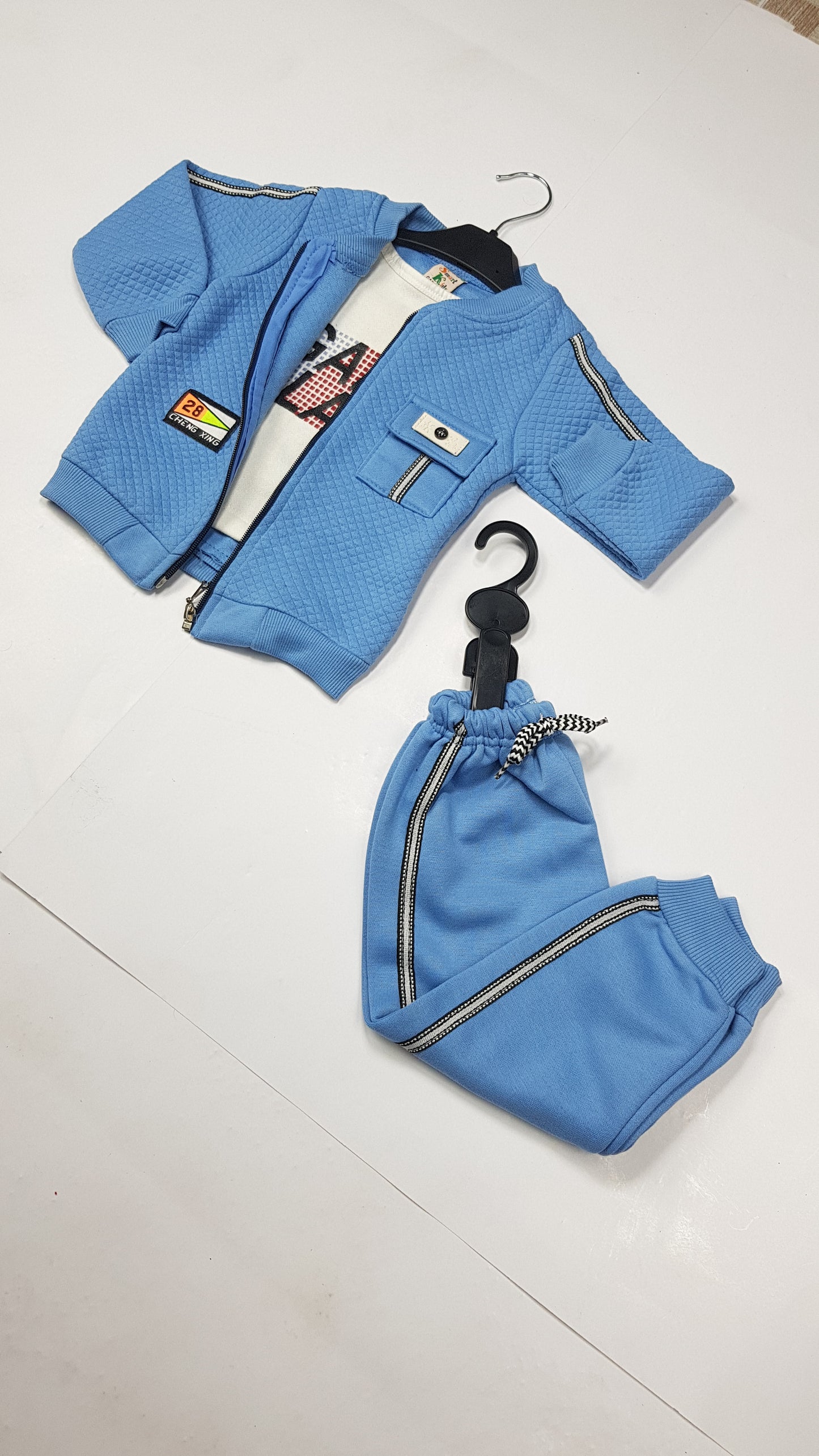 Blue Winter Quilted Fleece Jacket and Pants Set for Toddlers