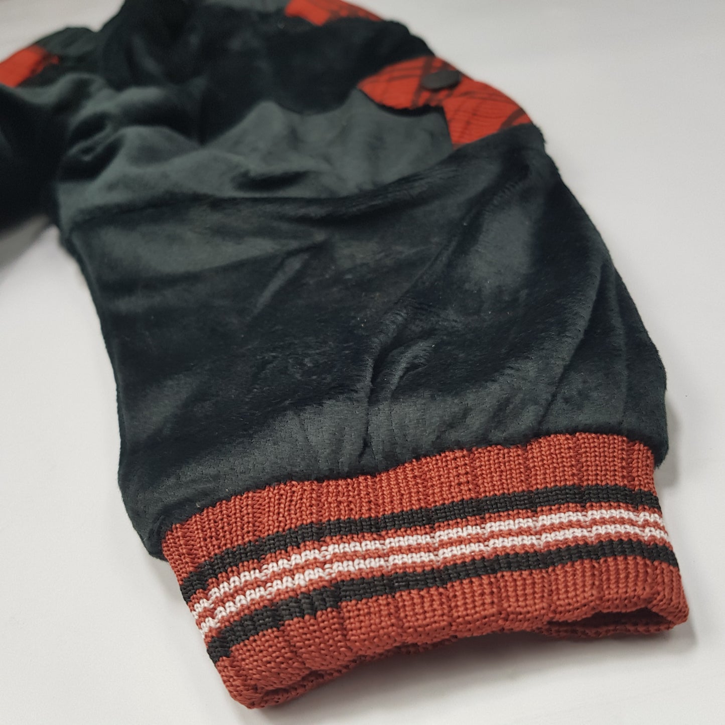 Copper color Check Winter Hoodie and Jogger Set for Boys - Warm Velour Fabric Outfit