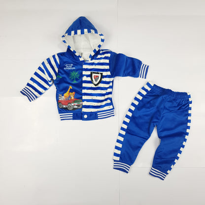 Cozy Winter Adventure Outfit for Toddlers - Blue and White Velour Set