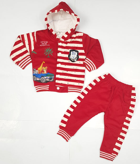 Cozy Winter Adventure Outfit for Toddlers Red and White Velour Set