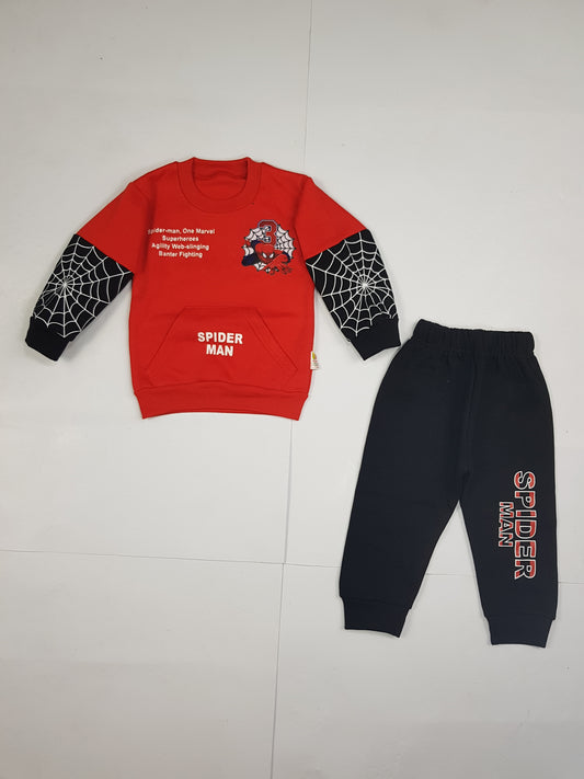 Printed Fleece Winter Outfit for Toddlers - Red & Black