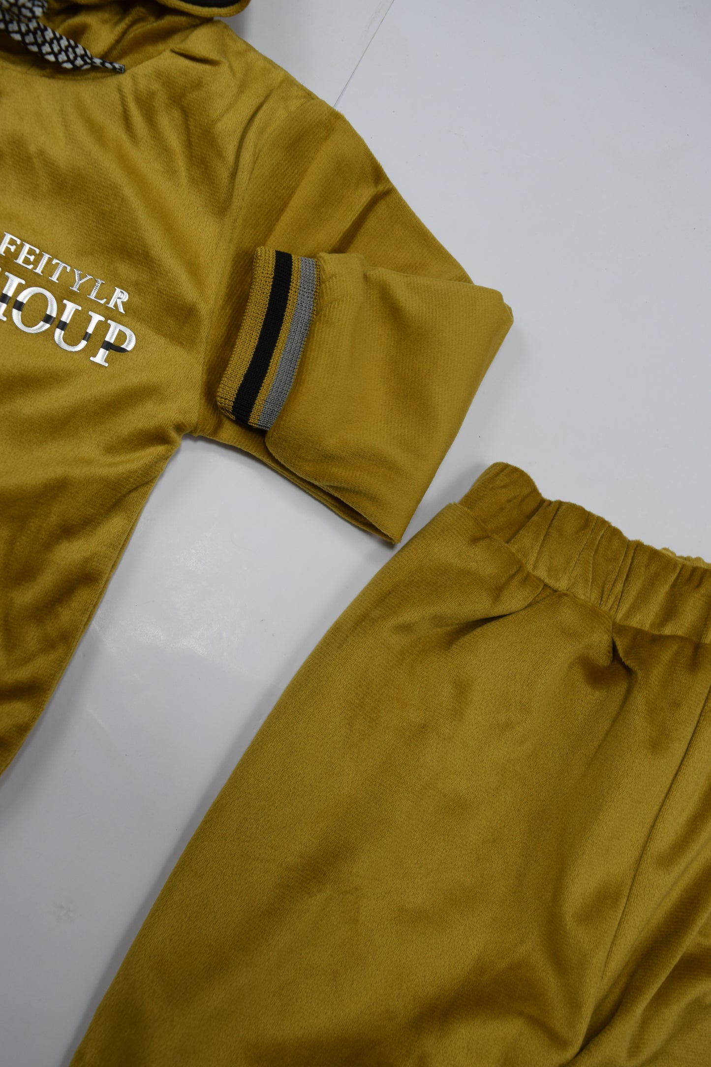 Golden Velour Winter Hoodie and Pants Set | Child Fashion