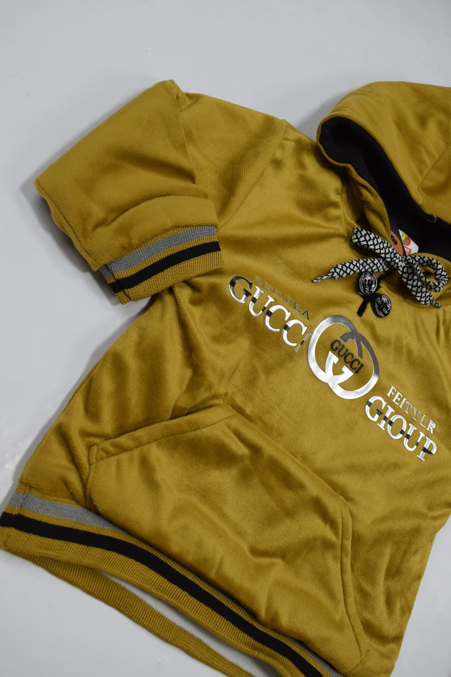 Golden Velour Winter Hoodie and Pants Set | Child Fashion