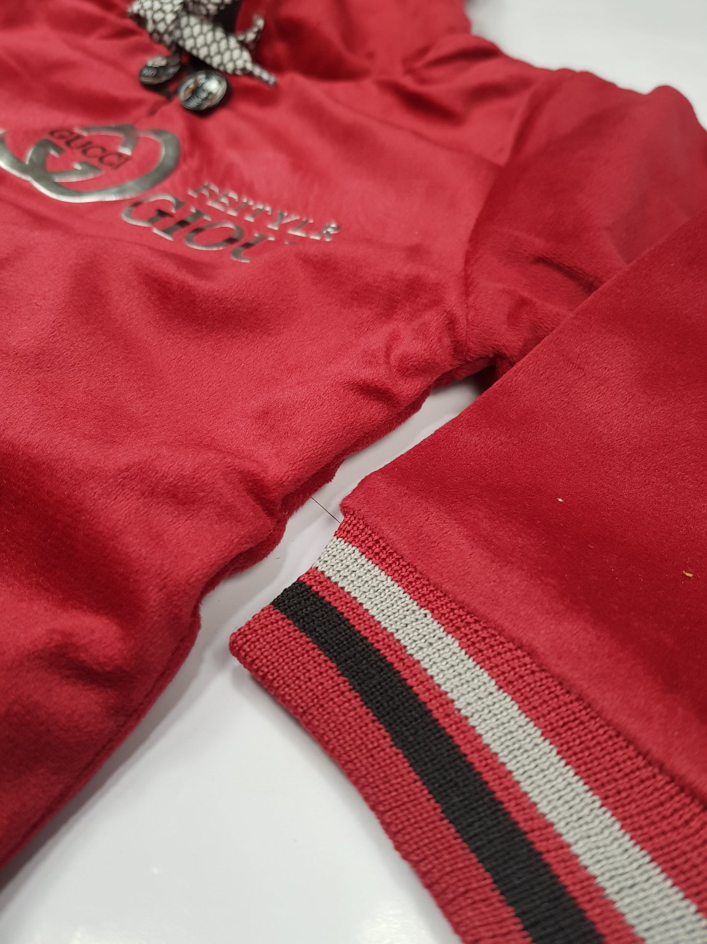 Red Winter Velour Hoodie Set - Child Fashion