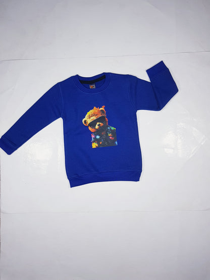 Stylish Blue Fleece Sweatshirt for Kids - Teddy Design