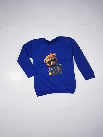 Stylish Blue Fleece Sweatshirt for Kids - Teddy Design