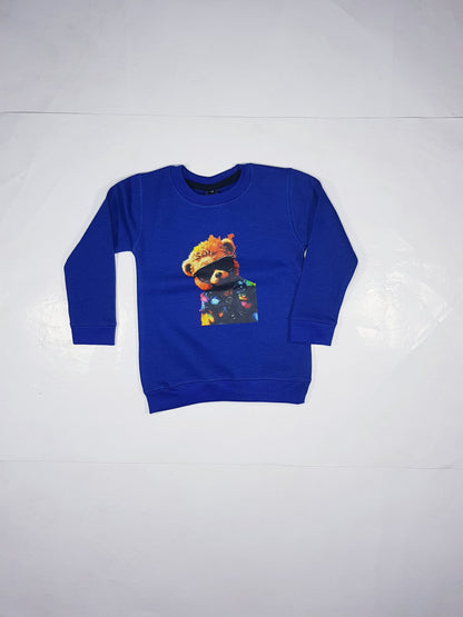 Stylish Blue Fleece Sweatshirt for Kids - Teddy Design