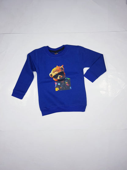 Stylish Blue Fleece Sweatshirt for Kids - Teddy Design