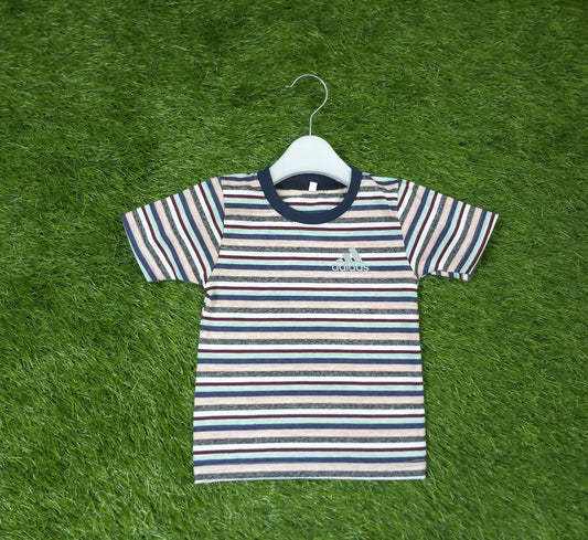 Blue Adi Pinstripe Round Neck T-Shirt