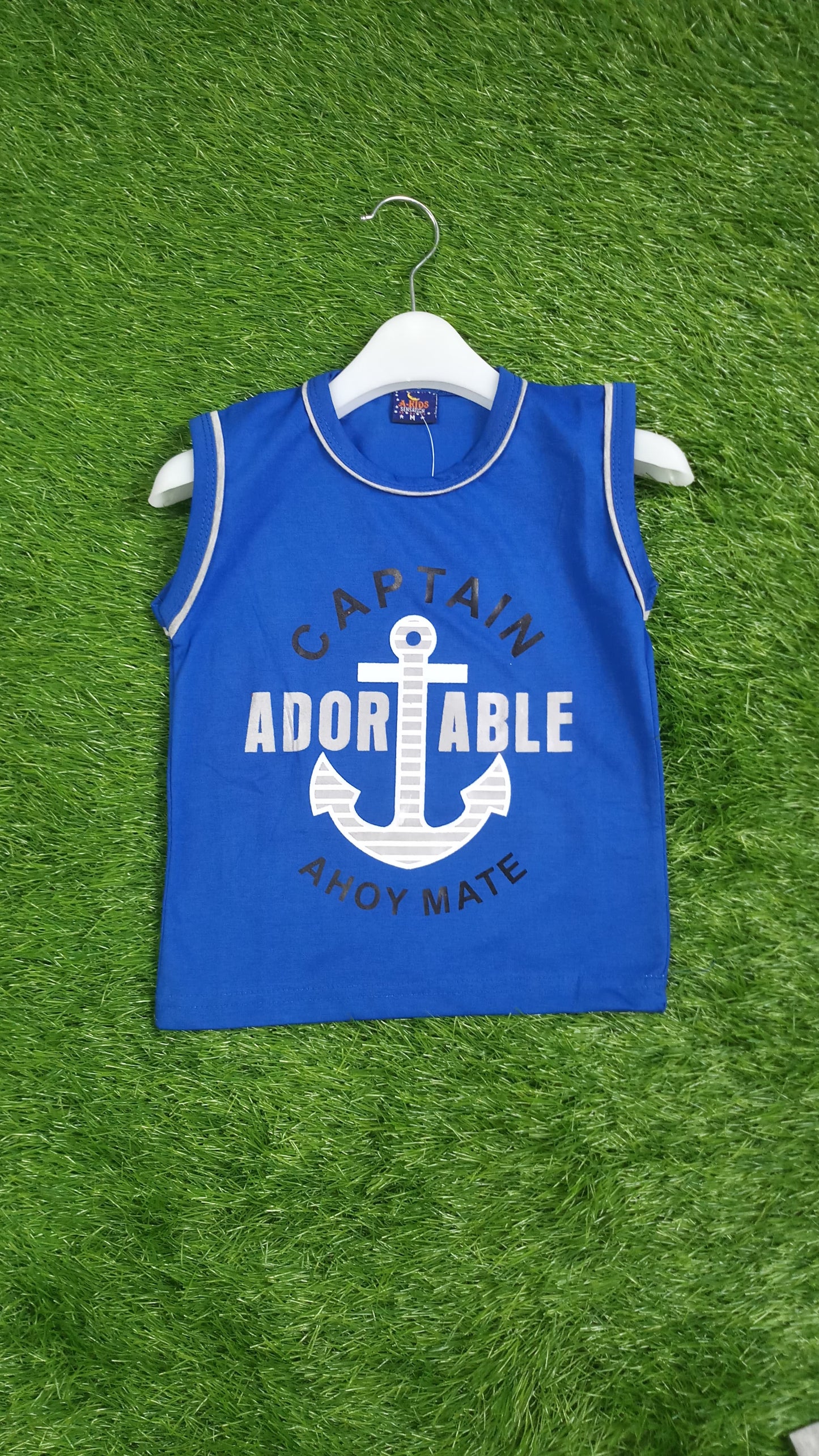 Captain Adorable Boy's Nautical Sleeveless T-Shirt and Shorts Set