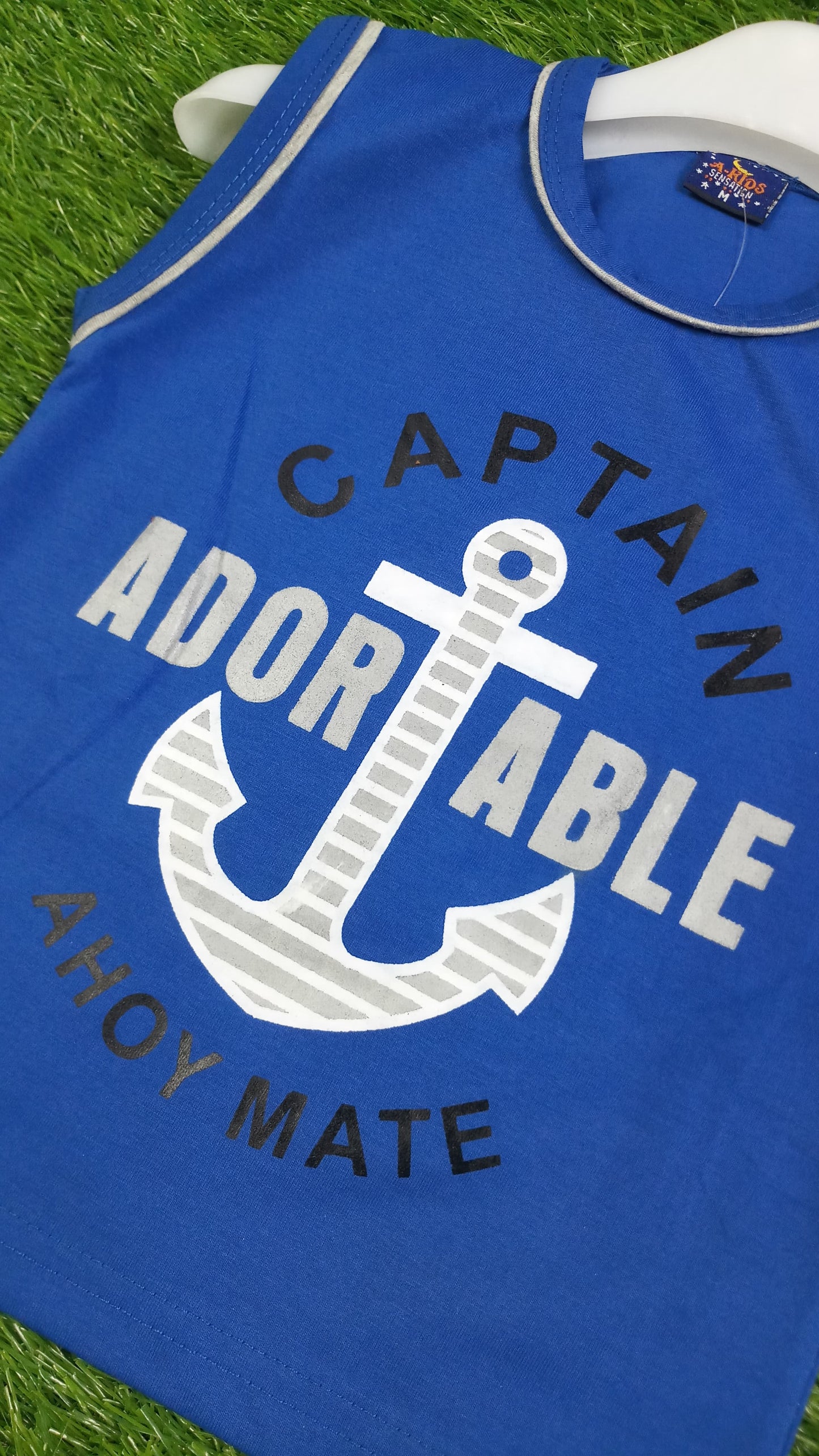 Captain Adorable Boy's Nautical Sleeveless T-Shirt and Shorts Set