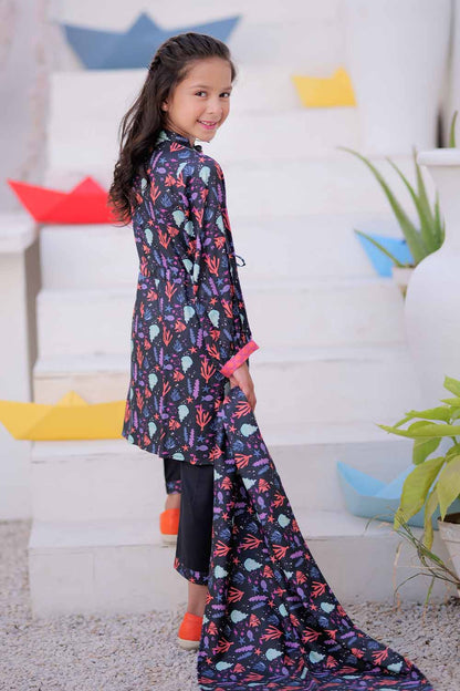 KAD-02480 | Black & Multicolor | Casual 3 Piece Suit | Marina Fabric Printed