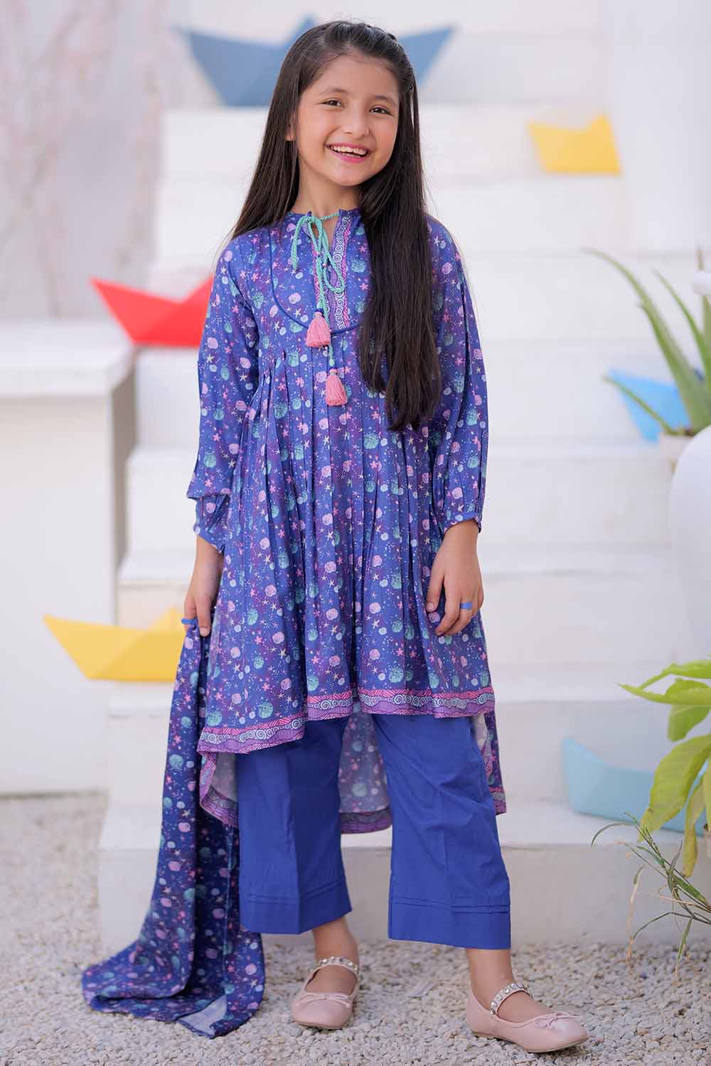 KAD-02497 | Purple & Multicolor | Casual 3 Piece Suit | Marina Fabric Printed