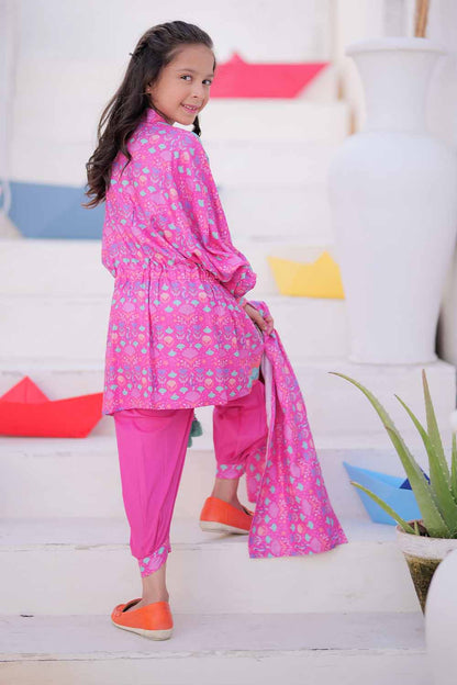 KAD-02498 | Purple & Multicolor | Casual 3 Piece Suit | Marina Fabric Printed