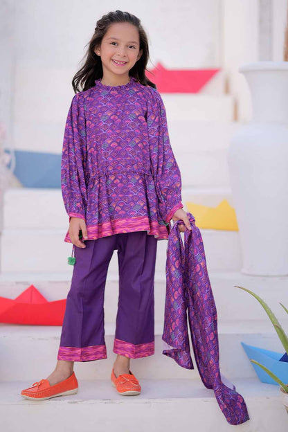 KAD-02479 | Purple & Multicolor | Casual 3 Piece Suit | Marina Fabric Printed