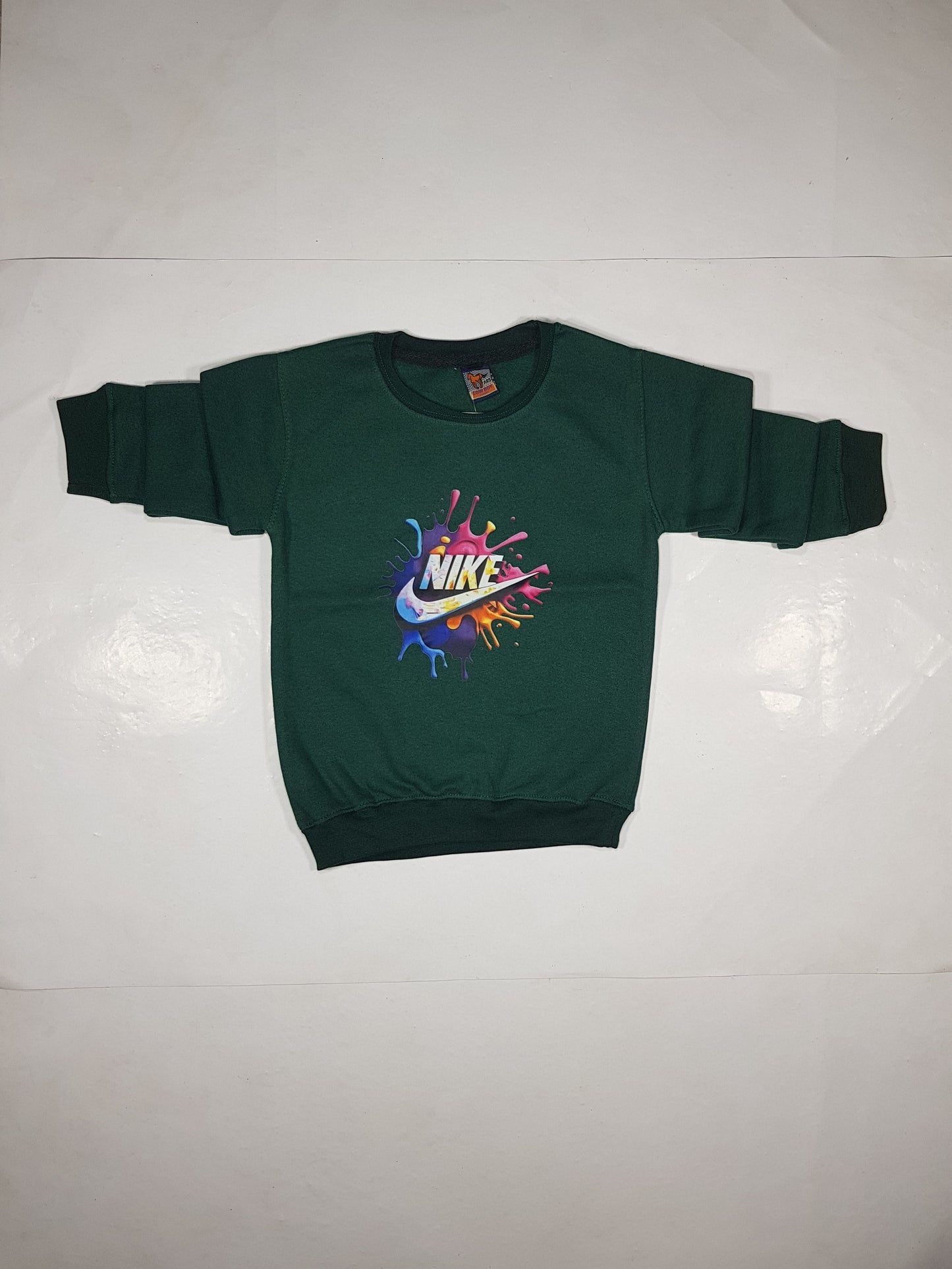 Kids Fleece Sweatshirt in Green with Splash Print - Stylish Winter Wear