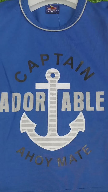 Captain Adorable Boy's Nautical Sleeveless T-Shirt and Shorts Set